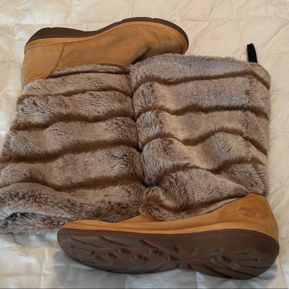 Timberland Faux Fur-Lined Cold Weather Boots - Tan Suede